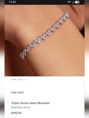 Authentic Pandora Triple Stone Heart Bracelet NWOT